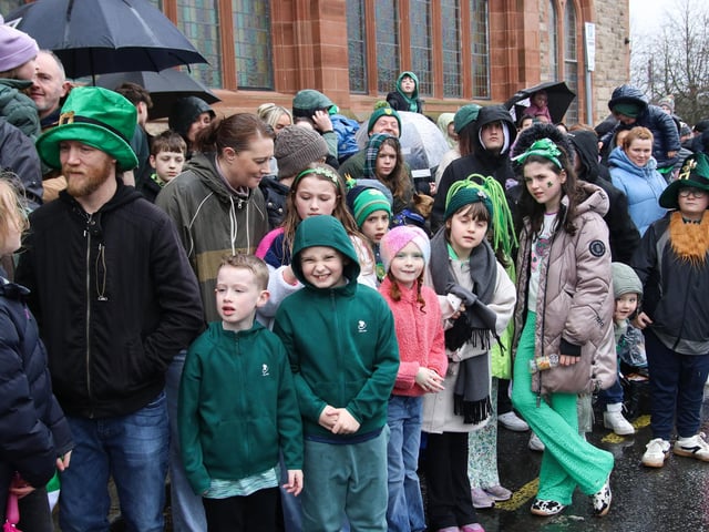 Crowds lining the St. Patrick’s Day Parade route. (Photo - Deirdre Heaney, nwpresspics)