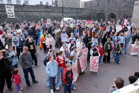 The people of Derry took to the streets in March 2003 to protest against the war in Iraq.
