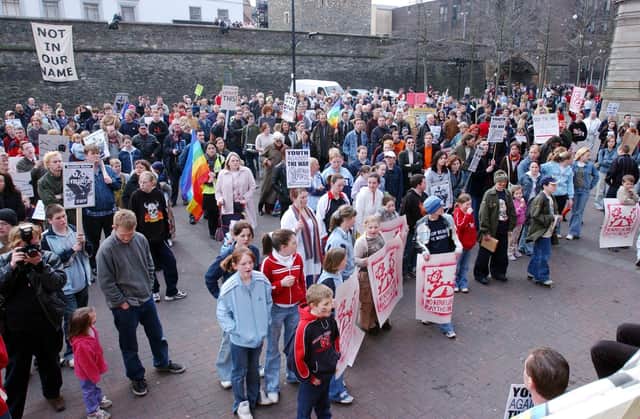 The people of Derry took to the streets in March 2003 to protest against the war in Iraq.