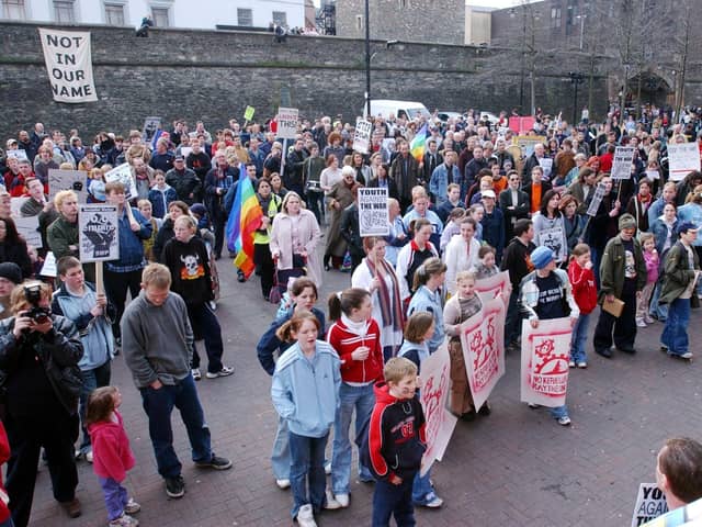 The people of Derry took to the streets in March 2003 to protest against the war in Iraq.