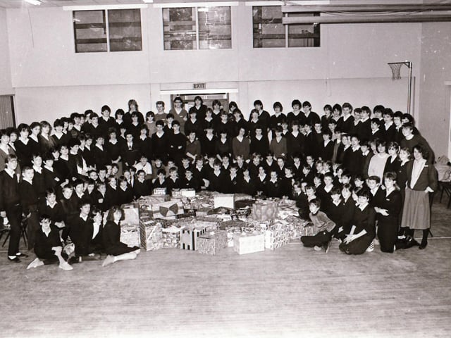 Carnhill High School Christmas hampers for senior citizens.