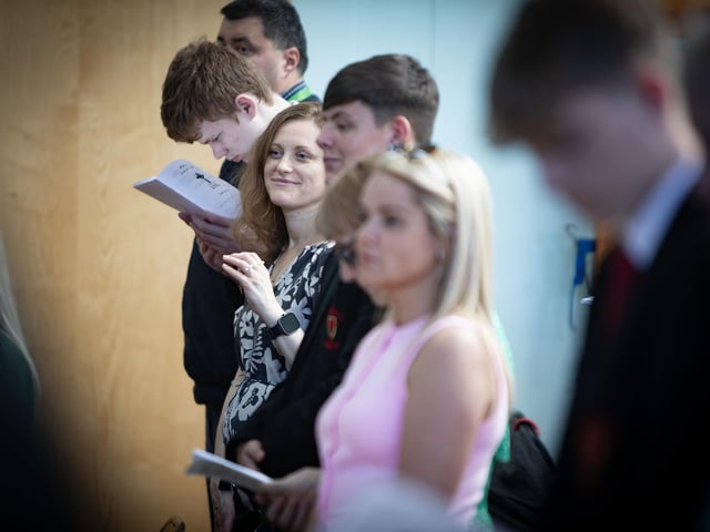 Students and parents attending the Year 12 Leavers Mass at St. Joseph's Boys School on Wednesday. : .
