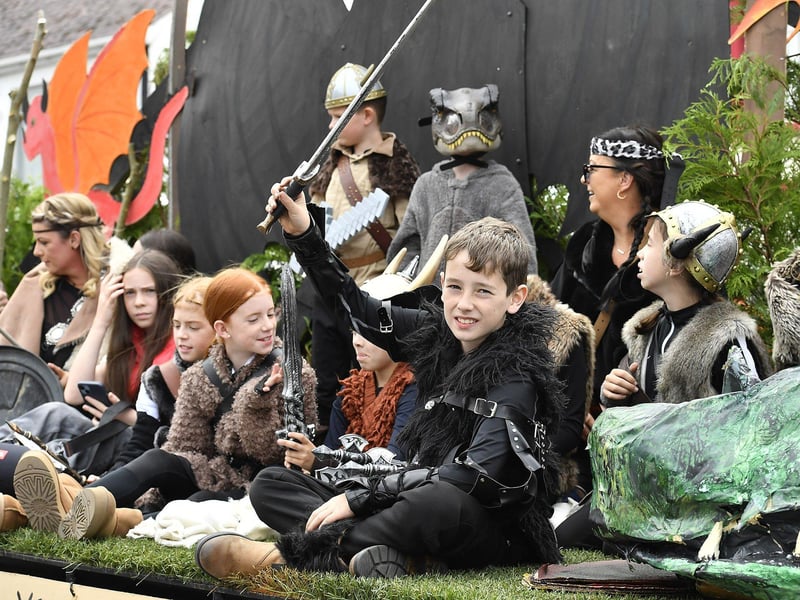 Children take part in the Clonmany Festival Parade on Sunday afternoon. Photo: George Sweeney