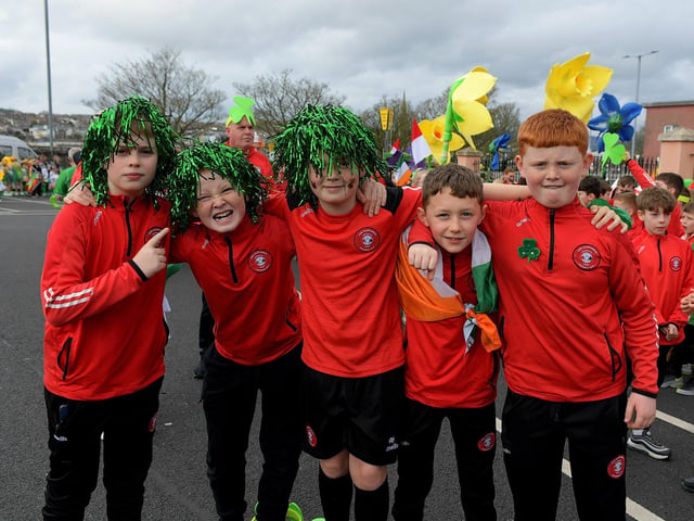 Tri Star players at the St Patrick’s Day parade. Photo: George Sweeney.