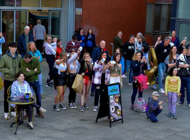 Revellers at the Millennium Forum Piazza over the Jazz Festival weekend. Photo: George Sweeney.  DER2217GS – 091