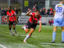 Derry City substitute Joe Thomson celebrates after his equalising goal against Shelbourne late in the second half. Photo by Kevin Moore.