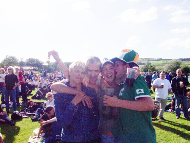 Festival goers and performers at the unforgettable Earth festival at Prehen Playing Fields in August 2002.