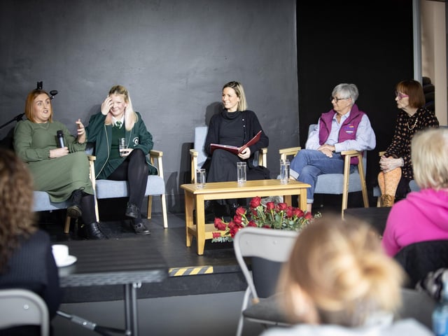 The panel in discussion on many lively topics during Tuesday's Gasyard Panel Discussion ''Listening To Change From Local Women' as part of International Women's Day events.