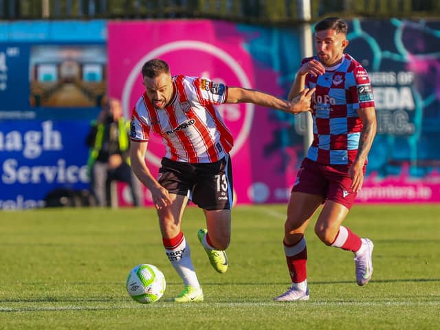 Robbie Benson moves upfield during Friday's 1-1 draw with Drogheda United in Weavers Park. (Photo: Kevin Moore)