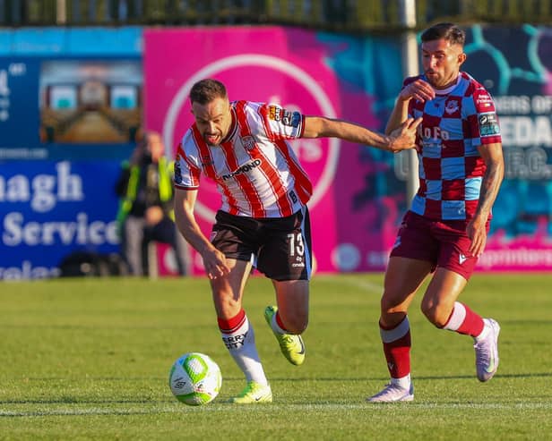 Robbie Benson moves upfield during Friday's 1-1 draw with Drogheda United in Weavers Park. (Photo: Kevin Moore)