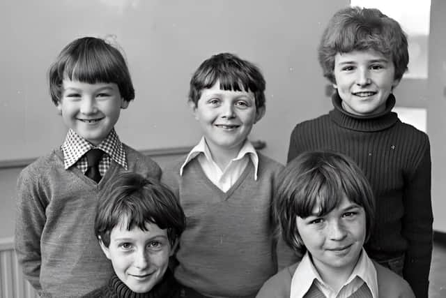 Ronan Downey pictured far right on the back row as part of a group of Derry Feis prize winners from Rosemount Primary School in 1977.
