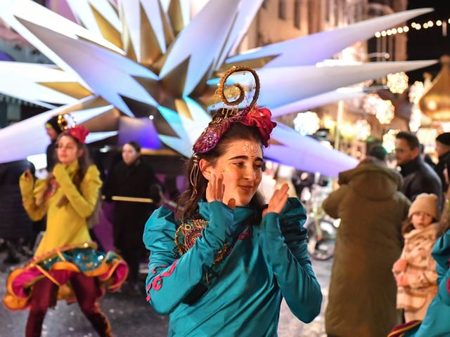 The Derry Magical Christmas procession makes its way around the city centre on Friday evening. Photo: George Sweeney