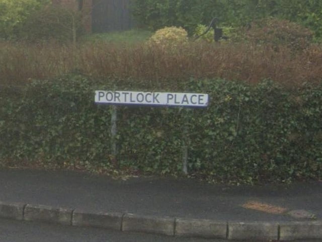Portlock Place (Plás Portlock). Named after Joseph Ellison Portlock (1794-1864), son of the sea captain Nathanial Portlock (c1748-1817) who sailed around the world in 1785-88. Worked with the Ordnance Survey (1824-43) as their geologist. Published a detailed study of the geology of Co. Derry (1847). (Bryson).