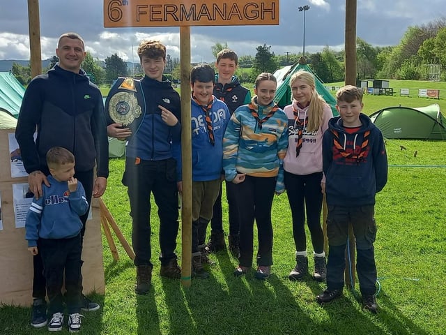 Connor Coyle with scouts from Fermanagh. Photo: Séan Coyle.