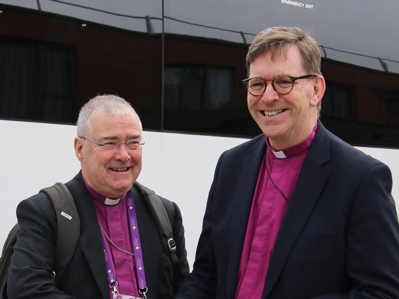 Bishop of Derry and Raphoe, the Rt Rev Andrew Forster with Church of Ireland Archbishop of Armagh, Primate of All Ireland John McDowell arriving at Ebrington Square, on Wednesday. (Photo - Deirdre Heaney, nwpresspics)