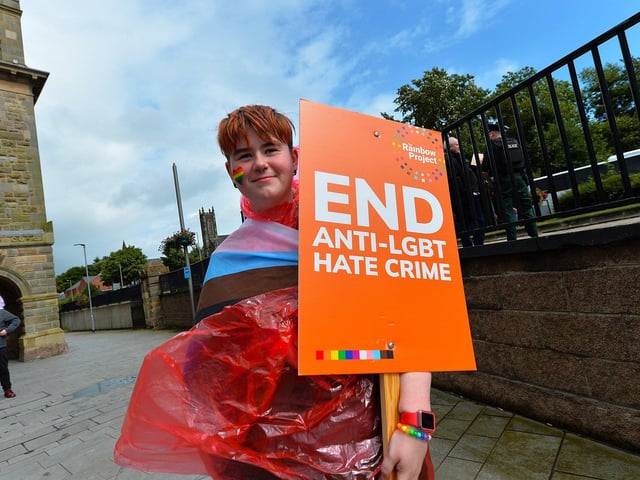 Reveller at the 2024 Foyle Pride Parade. Photo: George Sweeney