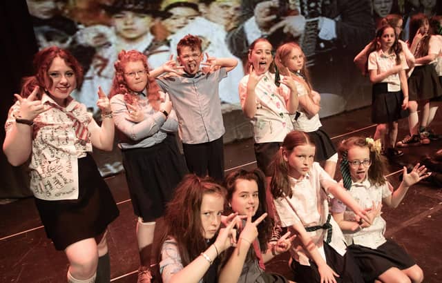Pupils from the Foyle School of Speech and Drama perform .The School of Rock' at the Millennium Forum on Friday last.