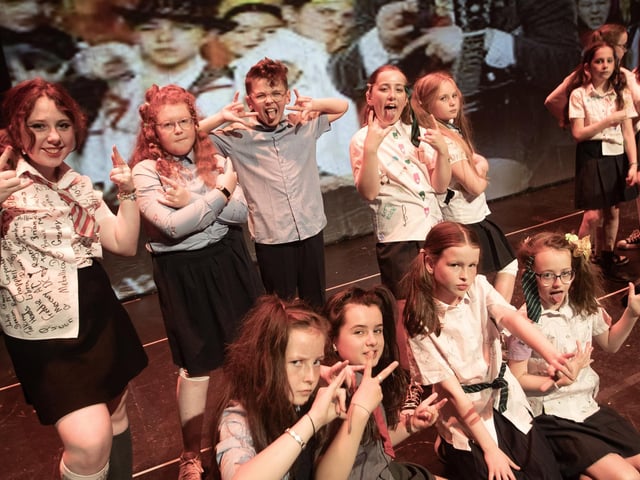 Pupils from the Foyle School of Speech and Drama perform .The School of Rock' at the Millennium Forum on Friday last.