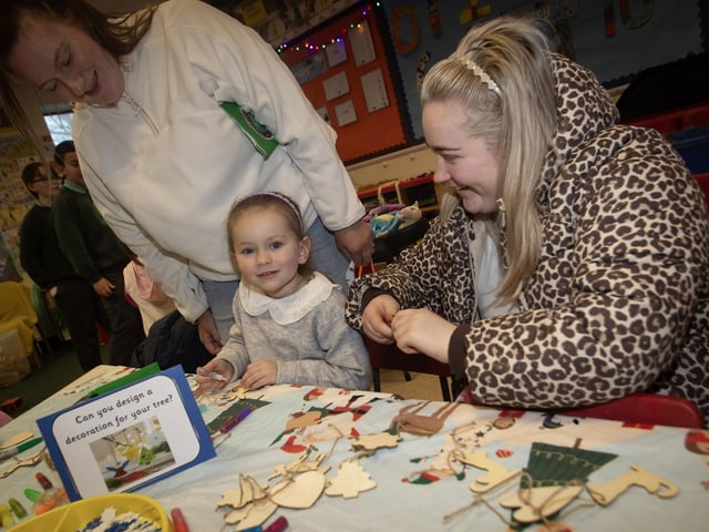 Having fun designing a Christmas Tree at Oakgrove's Open Day on Thursday. : .