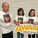 Sean McGlinchey, family, and Mary O’Kane AWARE NI Corporate Relationship Officer