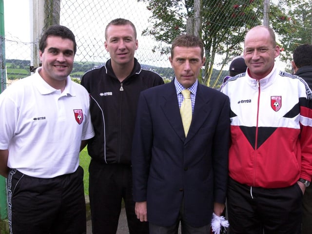Derry City and Real Madrid legends Liam Coyle and Emilio Butragueño.