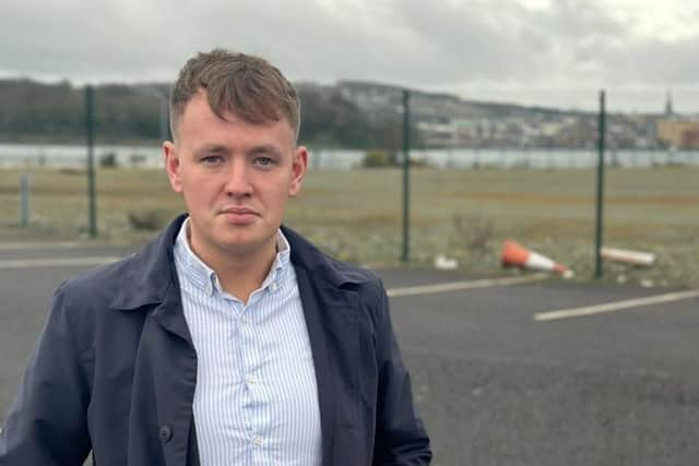 Sinn Féin MLA Pádraig Delargy at the Fort George site.