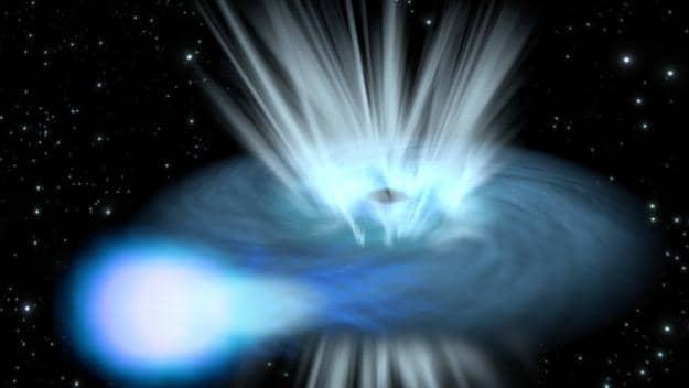 Artist's impression of a black hole destroying a nearby star. The researchers believe such a collision may be responsible for this new type of explosion. (Credit: ESA / C. Carreau)