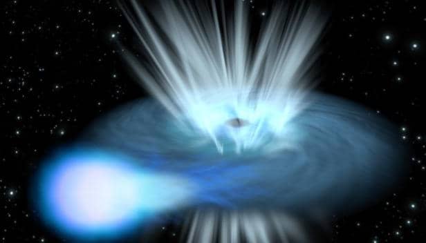 Artist's impression of a black hole destroying a nearby star. The researchers believe such a collision may be responsible for this new type of explosion. (Credit: ESA / C. Carreau)