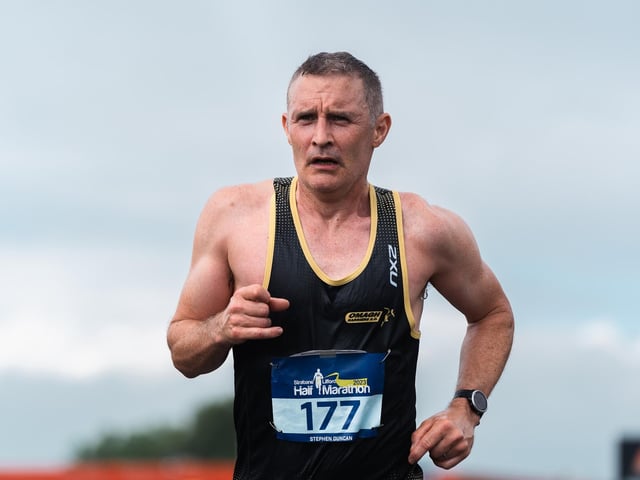 Stephen Duncan reaches the Clady bridge crossing. (Photo: Karol McGonigle)
