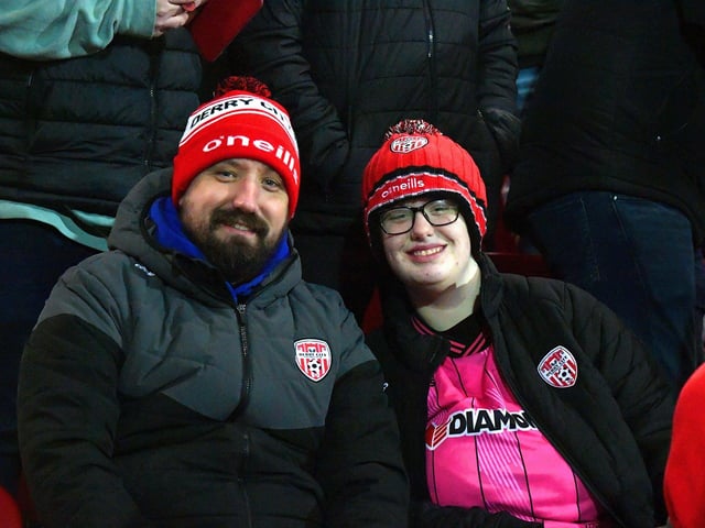 Derry City fans at the Brandywell on Friday evening. Photo: George Sweeney