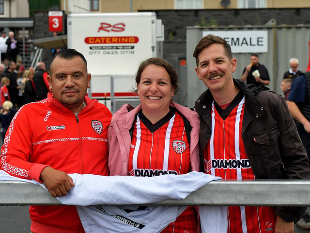 Fans pictured before the game gets underway between Derry City and Cork City on Friday evening. Photograph: George Sweeney. DER2325GS – 79