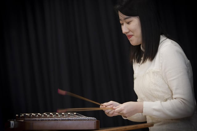 One of the traditional Chinese musicians performing at Steelstown PS last week.