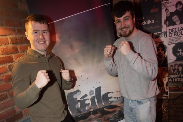 Film producer Ruairi Campbell, Feile, pictured with young kickboxer Conal McBrearty (left) at Monday's film premiere - 'Rath Mór Warriors - Release Your Inner Warrior'. (Photos: Jim McCafferty Photography)