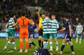 Shamrock Rovers keeper Ed McGinty is shown a red card by referee Paul McLaughlin in the first half. Photo by Kevin Moore.
