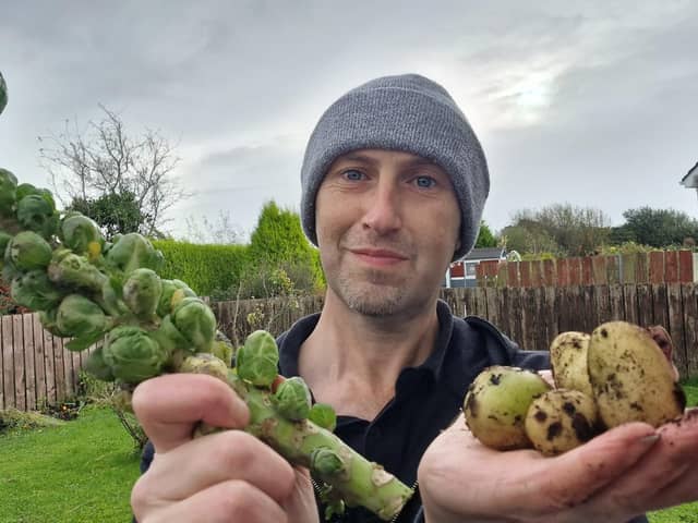 Spuds and sprouts fresh from the garden.