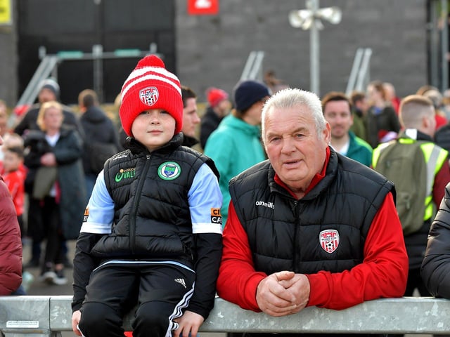 Fans at the Brandywell, on Friday evening, for Derry City’s game against Drogheda United. Photo: George Sweeney. DER2314GS – 30