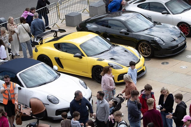People enjoying the Supercar event in Guildhall Square on Saturday. The event was held to raise monies for the Mayor's Charities.