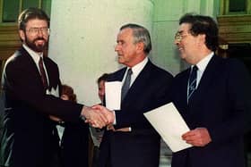 Gerry Adams, Albert Reynolds and John Hume.