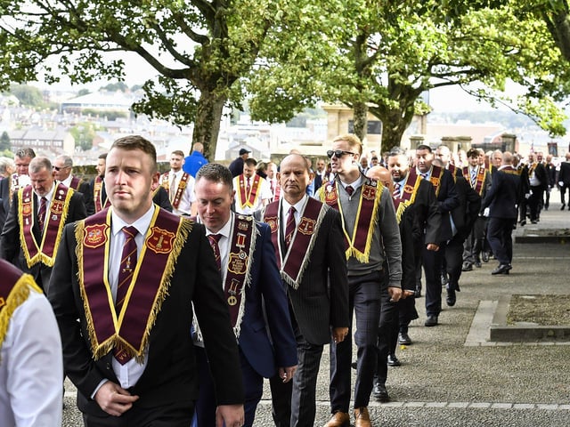 ABOD parade on Derry’s Walls on Saturday morning. Photo: George Sweeney