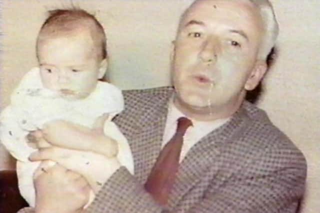 Roma Downey, pictured as a baby with her father, Paddy.