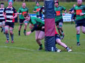 City of Derry’s David Lapsley grabbed two tries against Ballymena Seconds on Wednesday night.  Photo: George Sweeney. DER2301GS – 51