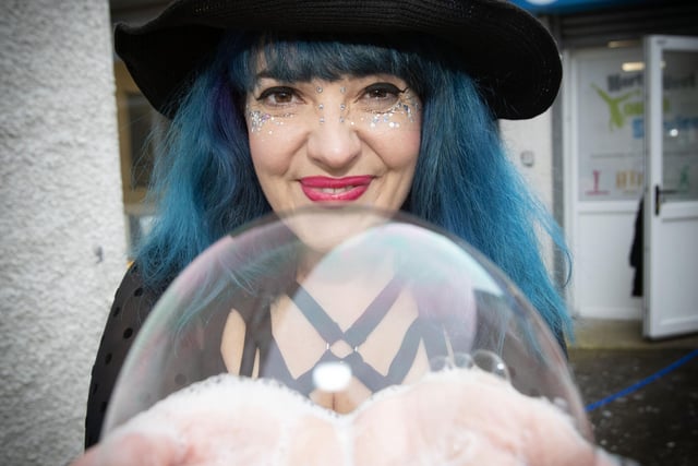 The Bubbles Lady at Monday's Halloween Fun Day in Long Tower Youth Club.