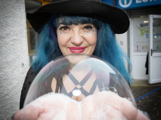 The Bubbles Lady at Monday's Halloween Fun Day in Long Tower Youth Club.