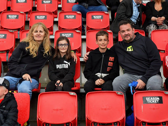 An Italian family at the Brandywell Stadium for Derry City’s game against Cork City. Photograph: George Sweeney. DER2325GS – 78
