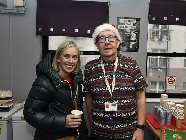 Mairead and Brian pictured at the Depaul Foyle Haven Coffee Morning on Friday morning. The event was held to raise awareness of Depaul’s Home for Christmas campaign and Homeless Awareness Week. Photo: George Sweeney