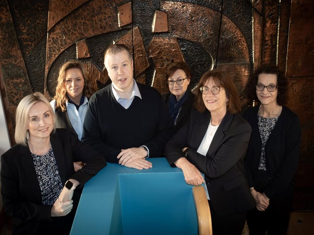 Derry Credit Union Management Team celebrating International Credit Union Day on Saturday. From left, Clare McLaughlin, Sharon Doherty PA, Sean Quigley, Risk and Compliance Officer. Karen Doran, Finance Officer, Joan Gallagher, CEO and Mary Crumley, Education Officer. (Photos: Jim McCafferty Photography) : .