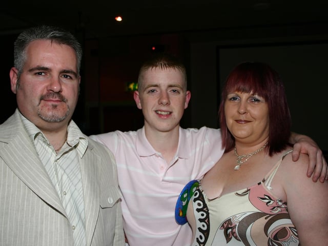 Godparents Martin and Roseleen pictured with Terry on his 18th 8058dd : Parties and celebrations in August 2005.