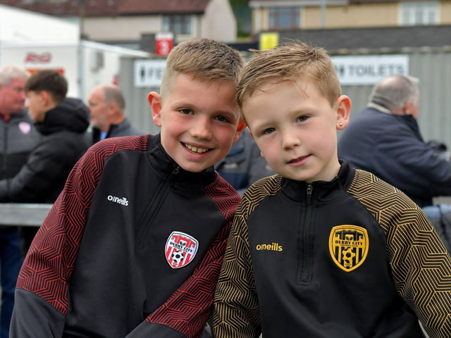 Young Derry City fans in the Brandywell for the game against UCD on Friday evening last. Photo: George Sweeney.  DER2320GS – 121