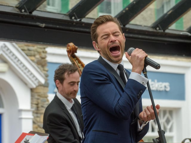 Martin John and the Fellas entertain the audience in the Craft Village as part of the City of Derry Jazz and Big Band Festival on Sunday. Picture Martin McKeown. 05.05.24