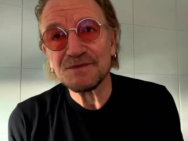 Bono, as he paid tribute to John Hume and David Trimble, in a video message relayed to the Guildhall on Tuesday.